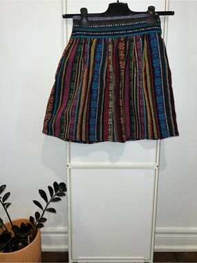 Thai Hill Tribe Hand Woven Multi Colour Stripe Skirt